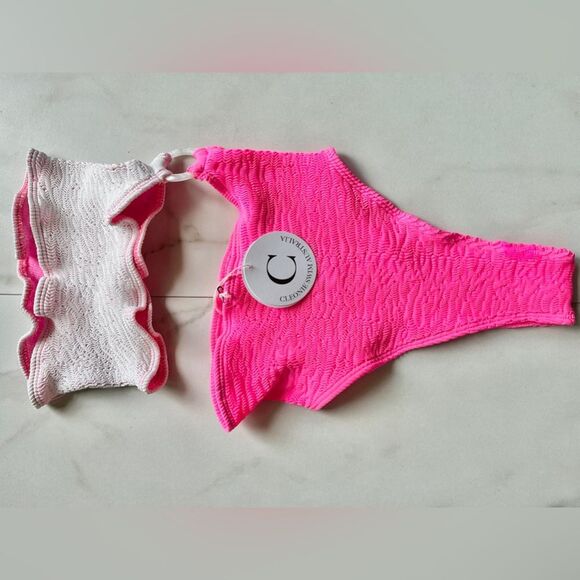 NWT Free People Cleonie Swell Maillot Monokini Swimsuit in Sherbet Musk One Size - Picture 9 of 9